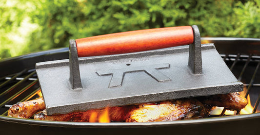Cast Iron Grill Press with Rosewood Handle