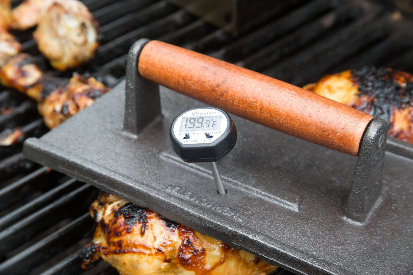 Cast Iron Grill Press with Rosewood Handle